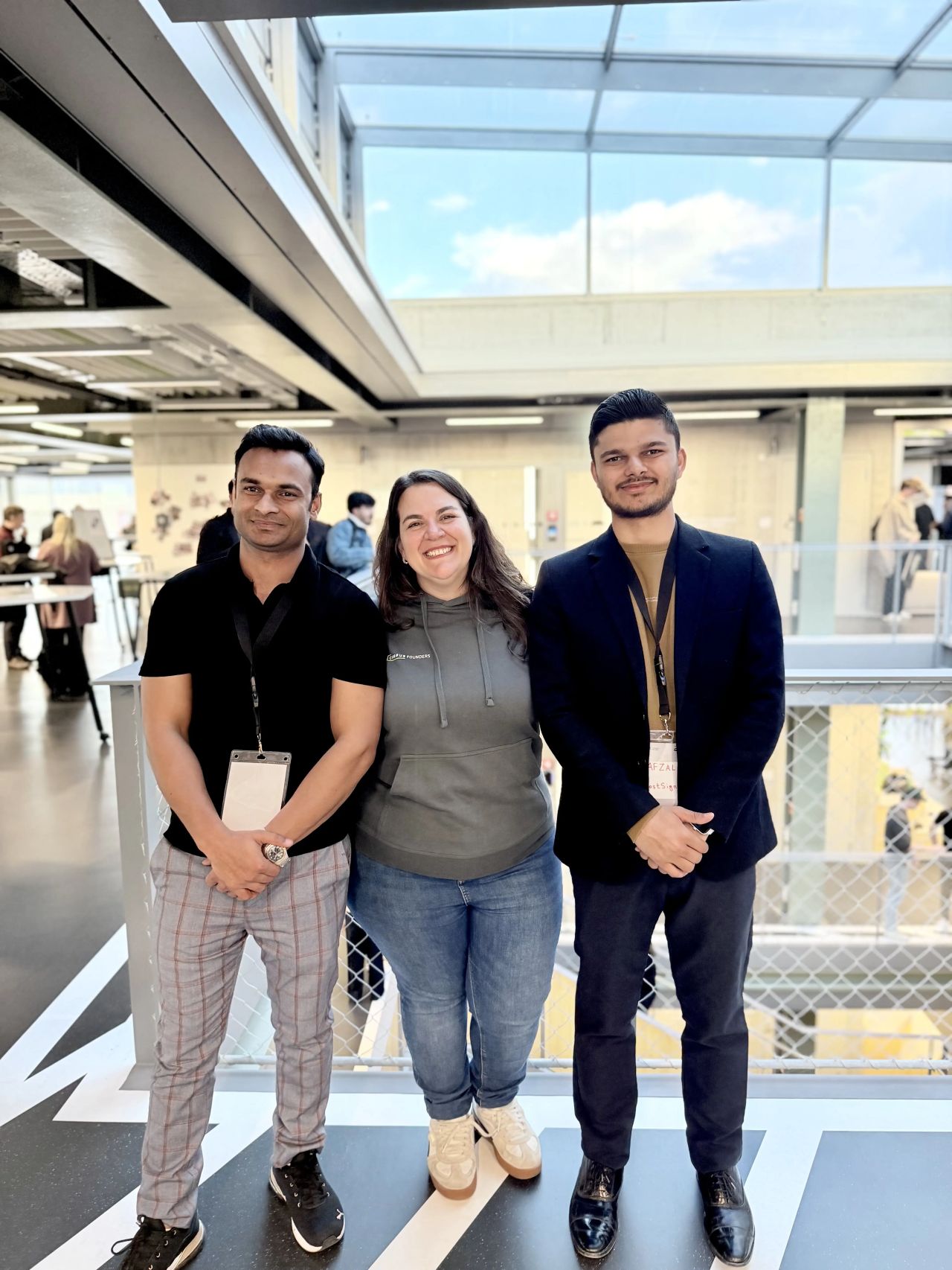 PostSign team with Marina Iantorno, AI Start lead at Campus Founders, after advancing to finals